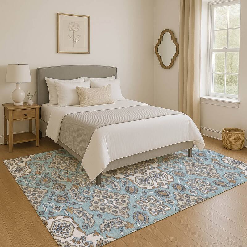 Premium Washable Super Soft Classic Traditional Mayfield Rug - Sky - 2'6" x 3'10"