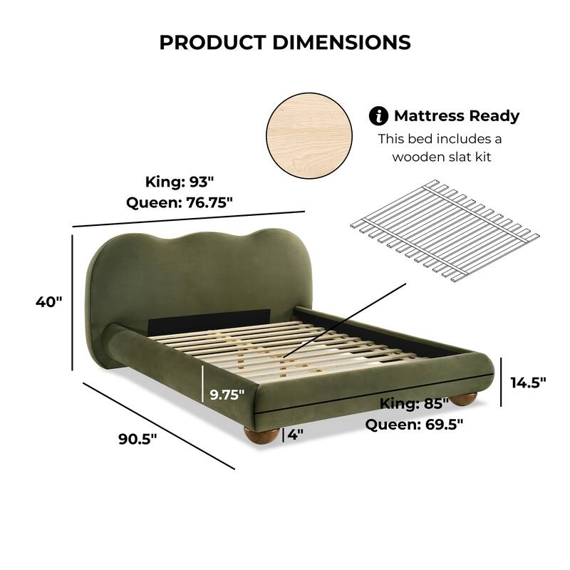 Furniture of America Nilo Modern Fabric Upholstered Platform Bed with Curved Headboard