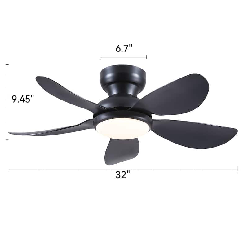 32/36/46/52 inches Low Profile Ceiling Fan with Light and Remote for Living Room Bedroom Kid's Room Patio