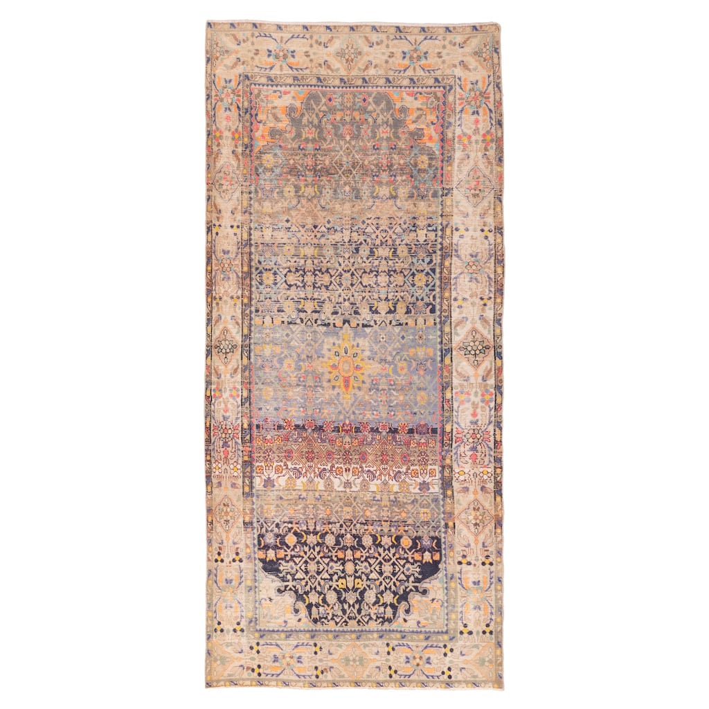 ECARPETGALLERY Hand-knotted Antalya Vintage Dark Navy Wool Rug - 4'6 x 10'6