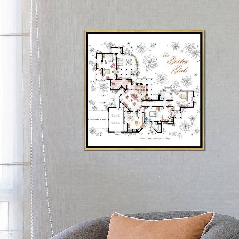 iCanvas "Floorplan From The Golden Girls" by TV Floorplans & More Framed Canvas Print