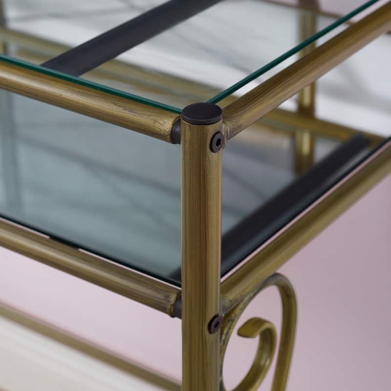 Linon Angelica Glass-top Metal Vanity Set