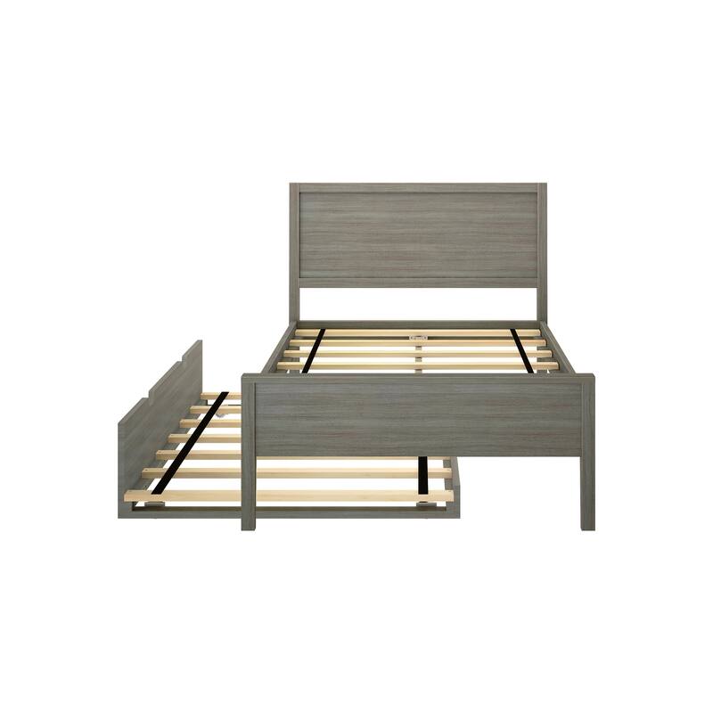 Max and Lily Twin-Size Bed with Panel Headboard and Trundle