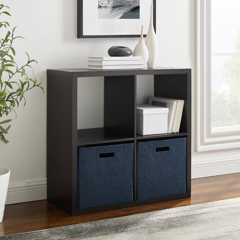 Cubby Storage Cabinet - 4 Shelf Organizer, Espresso Finish, Floor Mount, Compact Storage Solution