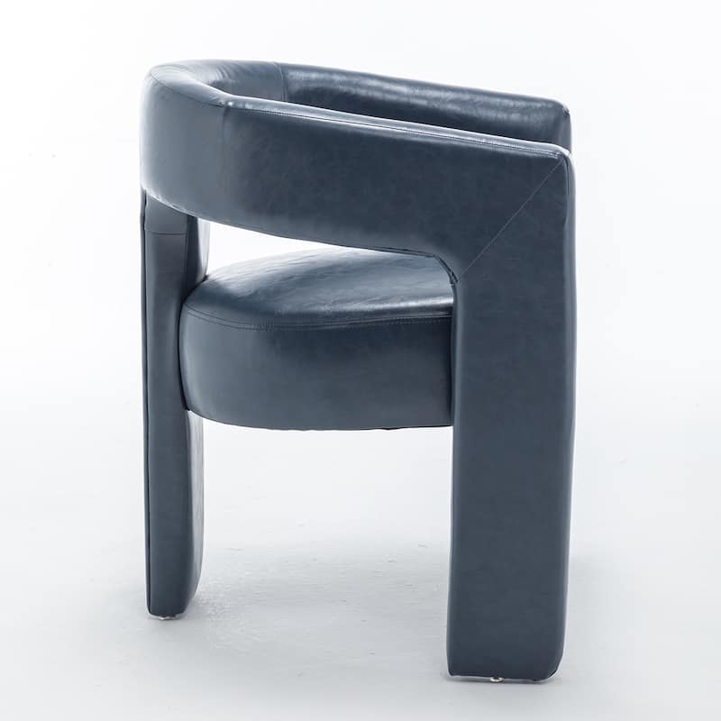 SEYNAR Modern Glam PU Leather Upholstered Dining Chair, Open-Back Accent Chair Set of 2