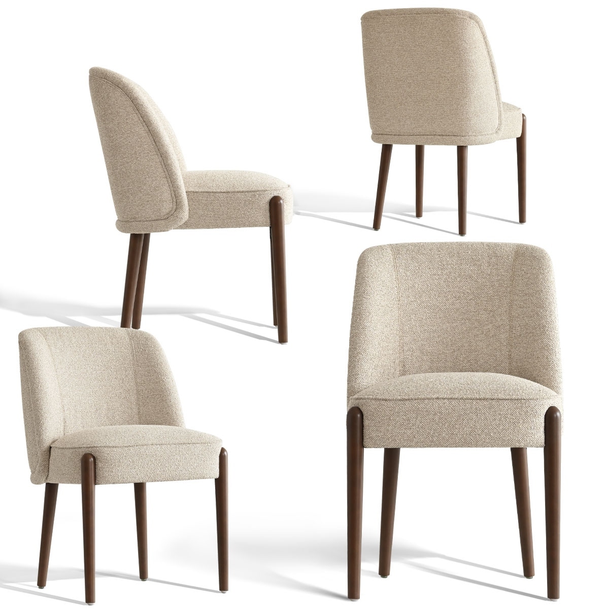 Upholstered Solid Wood Back Side Dining Chair (Set of 4)