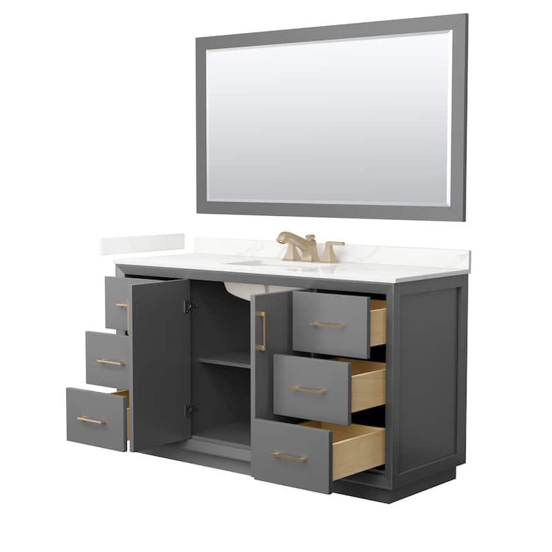 Strada 60-inch Single Vanity, Quartz Top, 58-inch Mirror