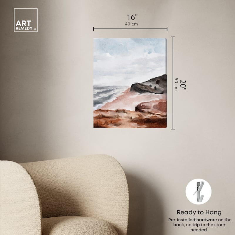 Art Remedy Close To The Harbour Gallery Wrapped Landscape 1 Piece Canvas Wall Art Watercolor Style