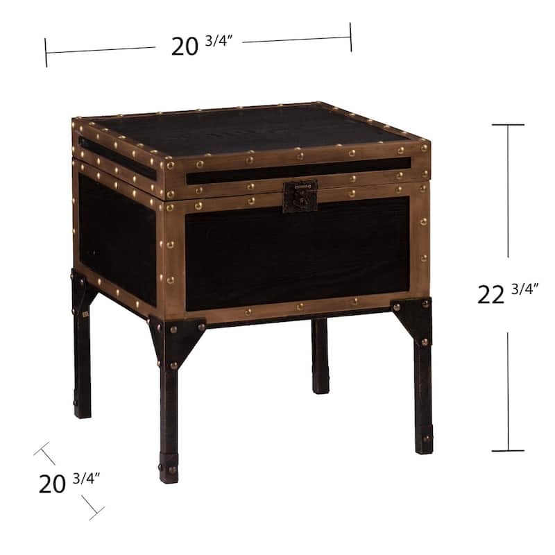 23 Inch Black Manufactured Wood Iron Square End Table with Storage - 20.75" x 20.75" x 22.75"