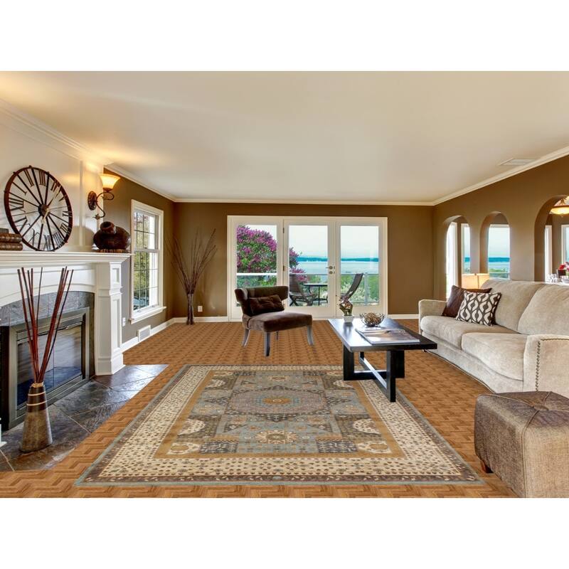 Hand Knotted Oriental 100% Wool Carpet Traditional Geometric Navy Blue & Blues Kazak Area Rug - 9' 9'' X 6' 7''