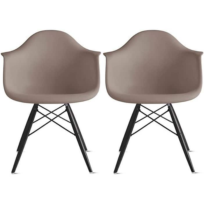 Molded Shell Eiffel Dining Arm Chair (Set of 2) - Taupe Gray