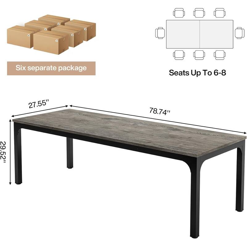 Modern Office 13FT Conference Table Set of 6, Large Rectangle Meeting Table, 78.74-Inch Long Business Seminar Table