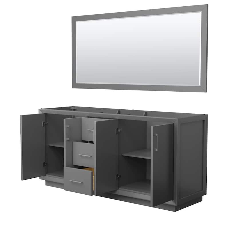 Strada 72-Inch Double Vanity Cabinet, 70-Inch Mirror