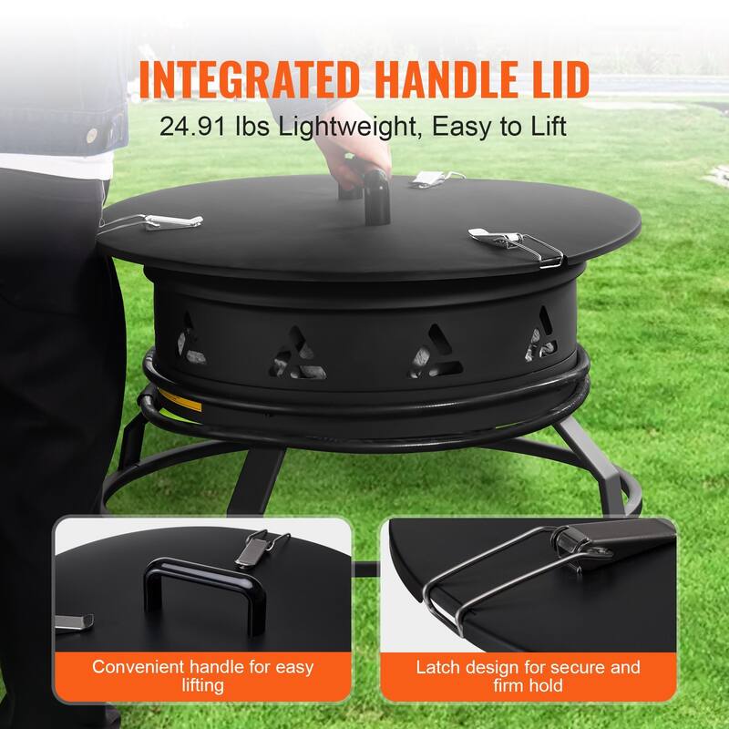 Black Steel Smokeless Propane Gas Fire Pit, Portable with Flame Control