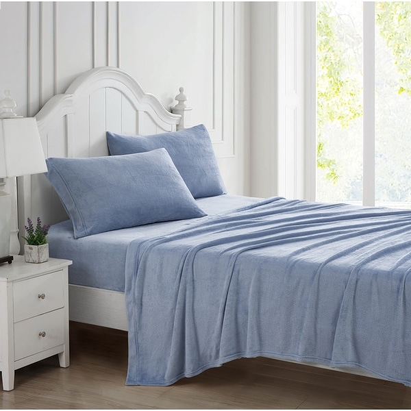 Laura Ashley Ultra Soft & Cozy Plush Fleece Deep Pocket Sheet Set