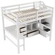 preview thumbnail 5 of 28, Full Size Loft Bed w/L-Shaped Desk,Drawers,Cabinet,Storage Staircase