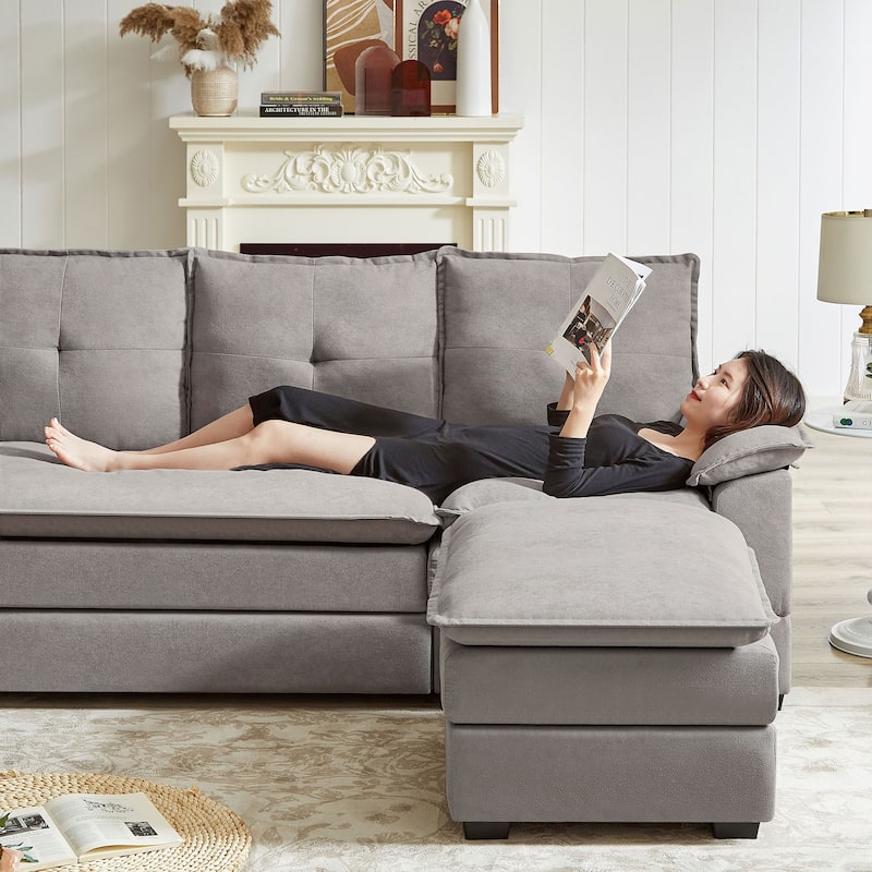 L-Shaped Sectional Sofa with Cloud-Like Seats - 82.28 Inches - Perfect for Living Room