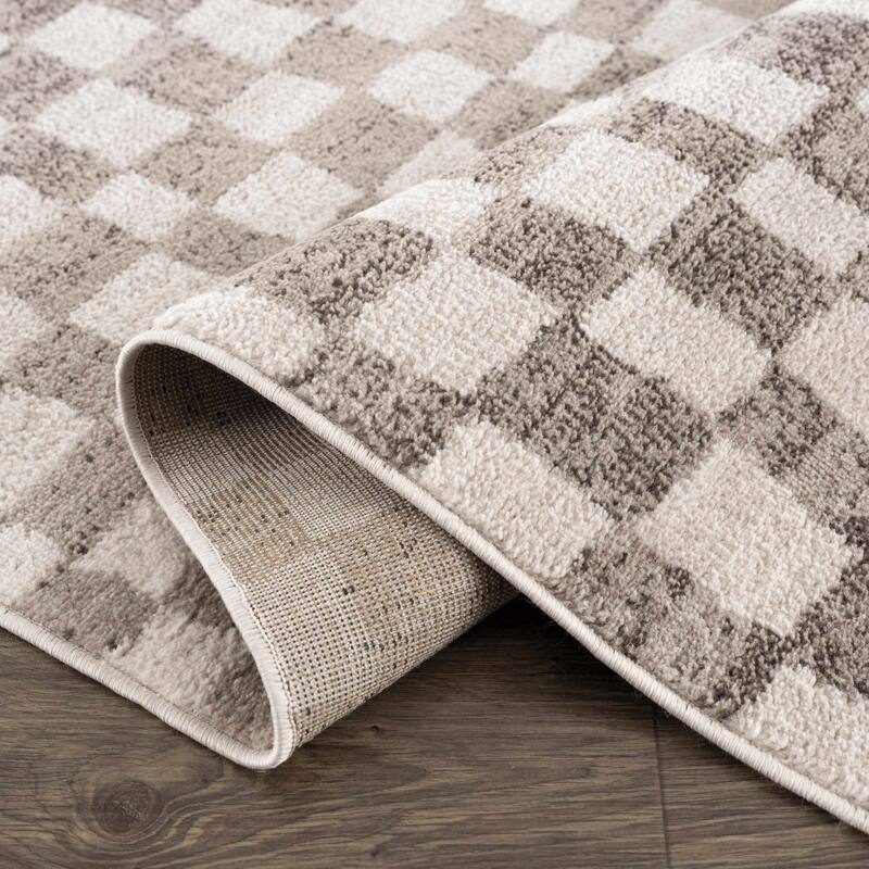 Hauteloom Pertek Checkered Square Tile Distressed Area Rug