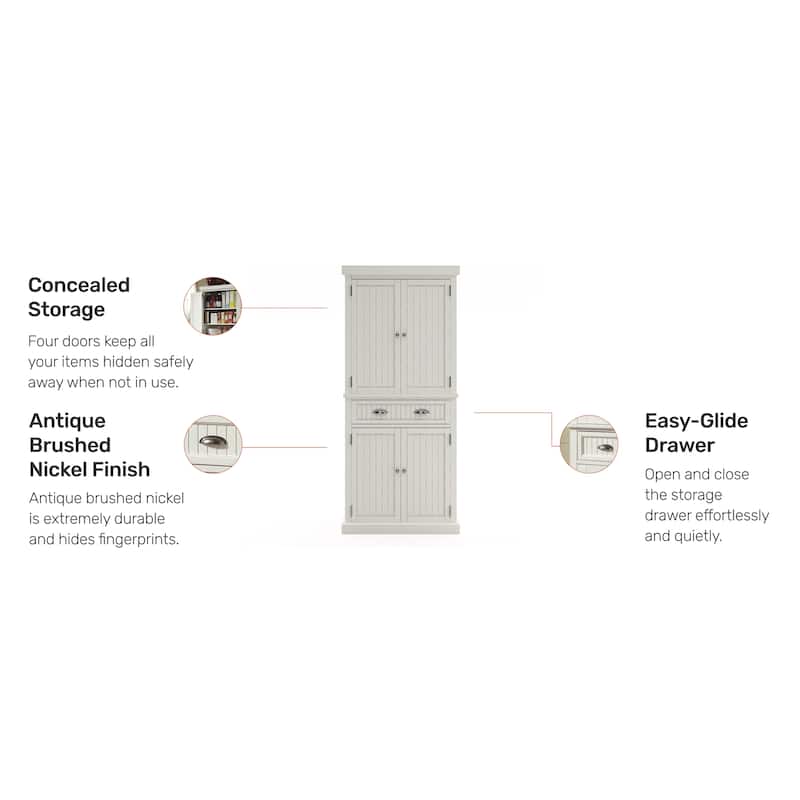 Homestyles Nantucket Sanded Off-White Pantry with Four Doors - N/A