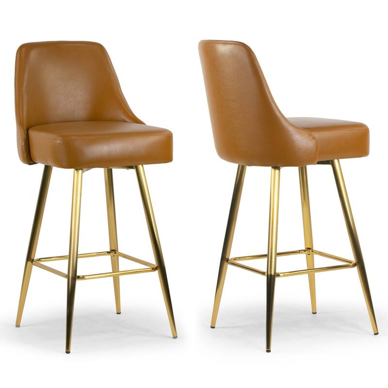 Set of 2 Auren Upholstered Stool with Golden Legs