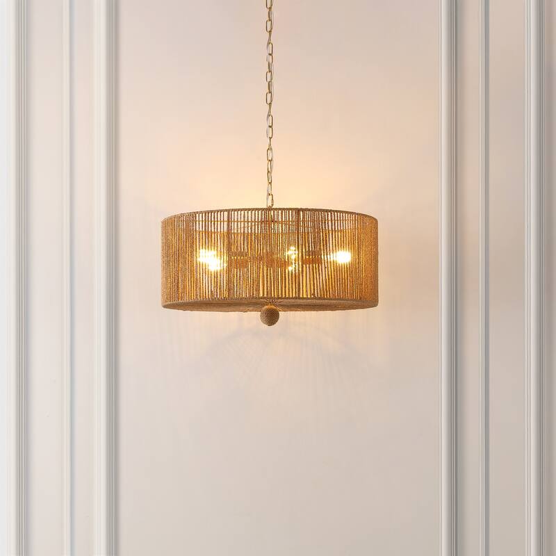 SAFAVIEH Lighting Crystele 5 Light 24" Pendant - 24" x 24" x 19-78" - withD/H - Natural/Gold - 24Wx24Dx78H