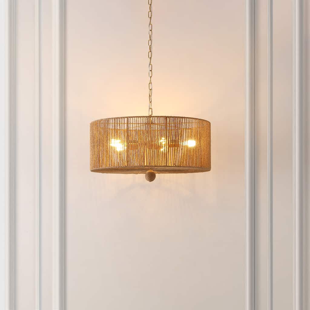 SAFAVIEH Lighting Crystele 5 Light 24" Pendant - 24" x 24" x 19-78" - withD/H - Natural/Gold - 24Wx24Dx78H