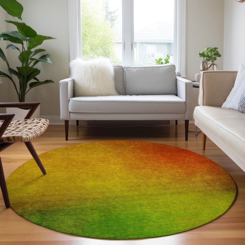 Machine Washable Indoor/ Outdoor Chantille Modern Ombre Rug - Terracotta - 8' x 8'