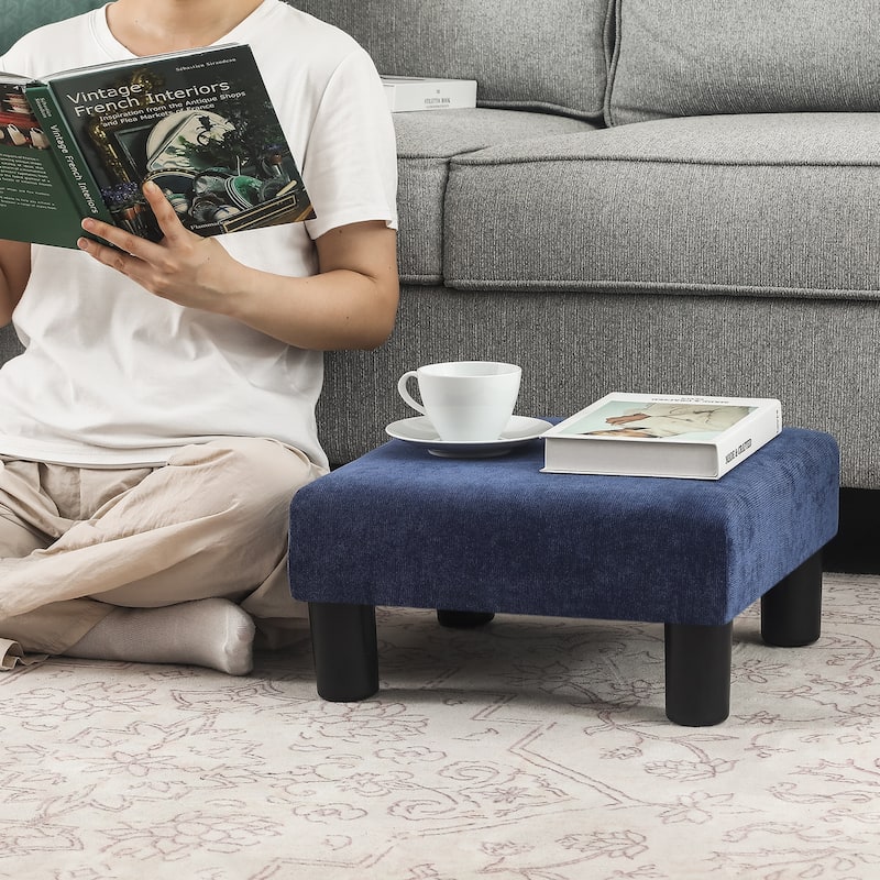 Adeco Ottoman Upholstered Fabric Footrest Pet Steps Dog Stair Stool