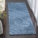 preview thumbnail 31 of 213, SAFAVIEH Florida Shag Sigtraud Abstract Waves 1.2-inch Thick Rug 2'3" x 11' Runner - Light Blue/Blue - Runner