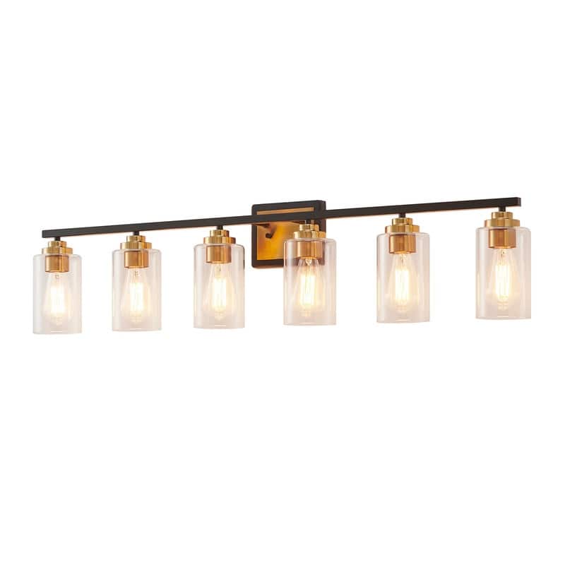 KAWOTI 6-Light Bathroom Vanity Light with Clear Glass Shade