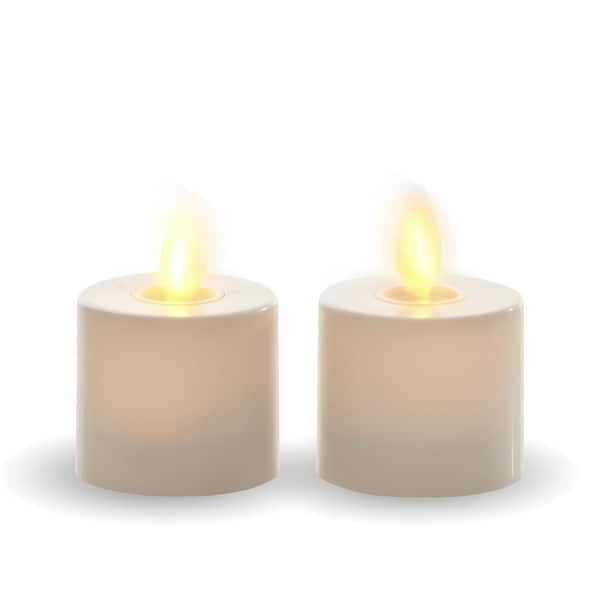 3 Inch Diameter Moving Flame Ivory 4 Inch Flameless Candle - Remote Ready