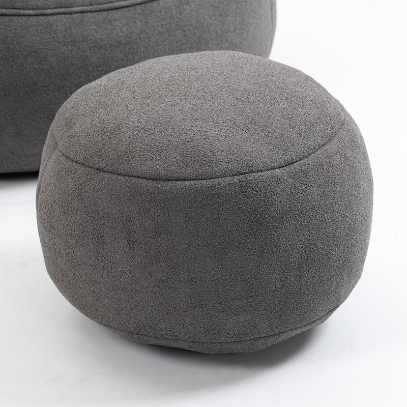Grey Modern 40" Microfiber Upholstered Accent Chair with Ottoman and Padded Foam Padding Compressed for Living Room