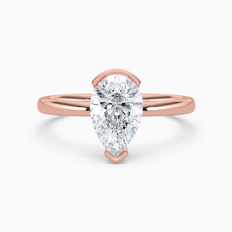 Auriya 14K Gold Lab Grown Diamond Pear Shape Half Bezel Solitaire Engagement Ring 1.00 - 5.00ct. tw. (F-G, VS) - 4.00 carats - 7.5 - Rose