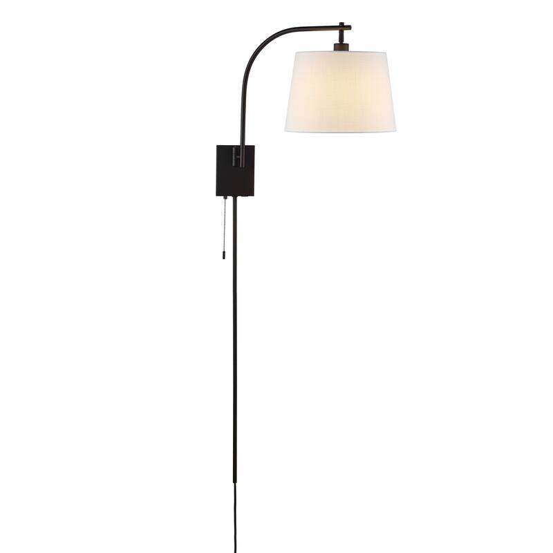 David 22.5" 1-Light Plug-In or Hardwired LED Gooseneck Swing Arm Wall Sconce with Pull-Chain and USB Charging Port by JONATHAN Y