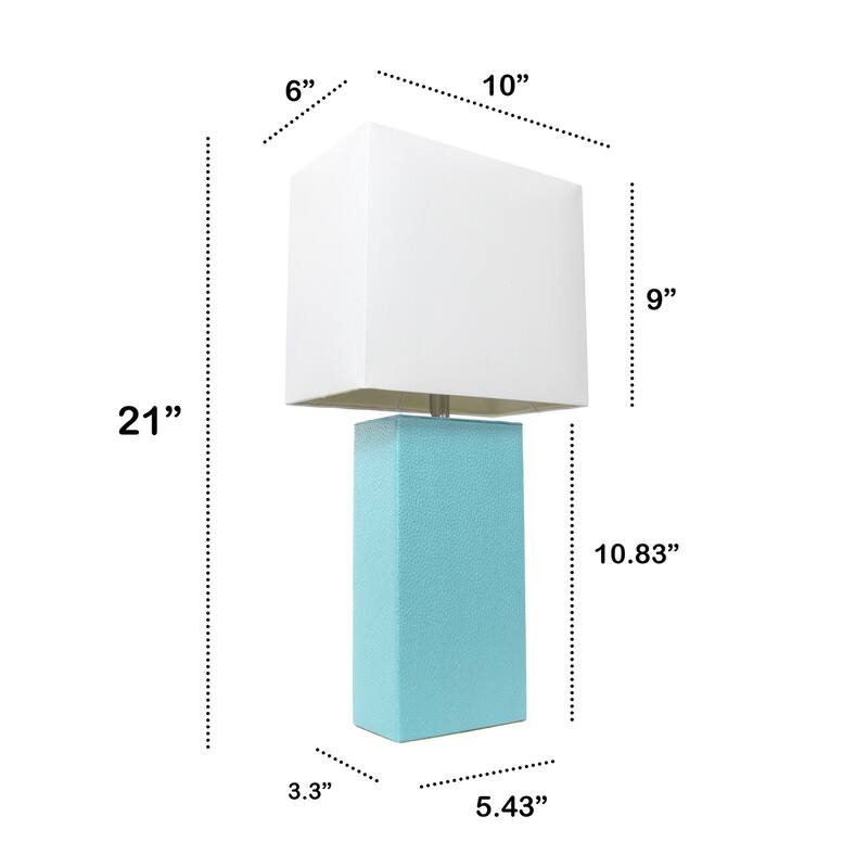 21 in. Aqua Finish Table Lamp with White Shade, Sturdy Table Lamp for Living Rooms and Bedrooms
