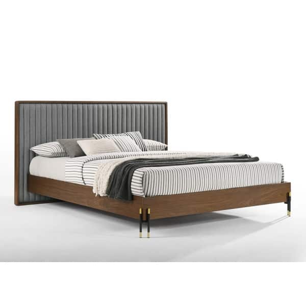 slide 2 of 4, Nova Domus Metcalf Mid-Century Walnut & Grey Bed Queen