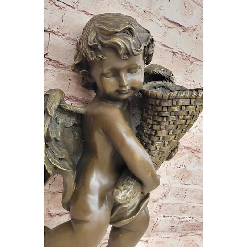 Hand Made A.Moreau Baby Girl Angel Putti Wall Mount Bronze Sculpture