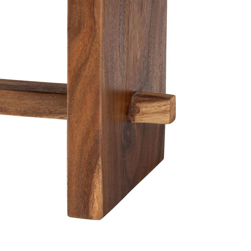 Luan Suar Wood Dining Set - Handcrafted Rectangular Solid Wood Table with Seating, Rustic Modern Kitchen or Dining Room Set