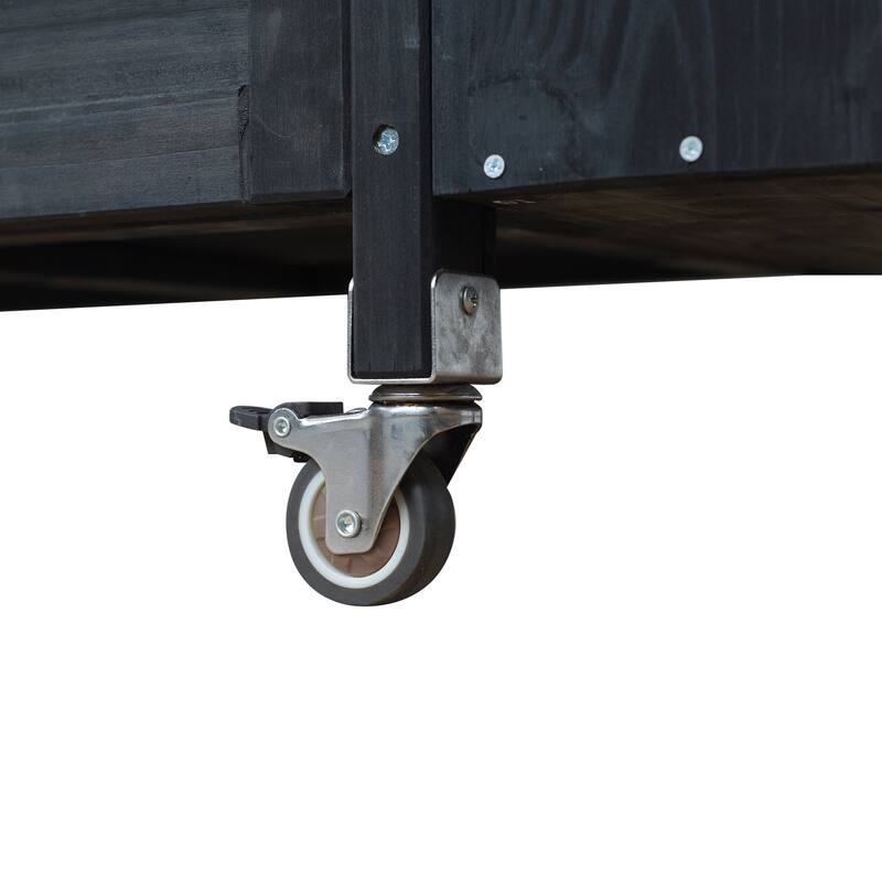 Portable Foldable Outdoor Kitchen Cart with Storage Cabinet and Lockable Wheels