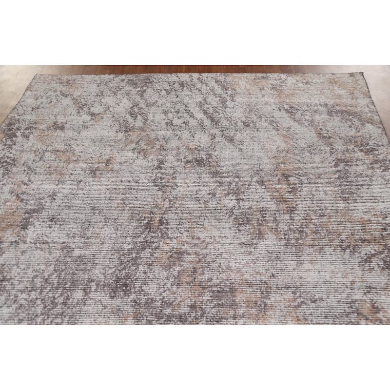 Beige Modern Abstract Area Rug Hand-Knotted Wool Carpet - 6'5"x 9'6"