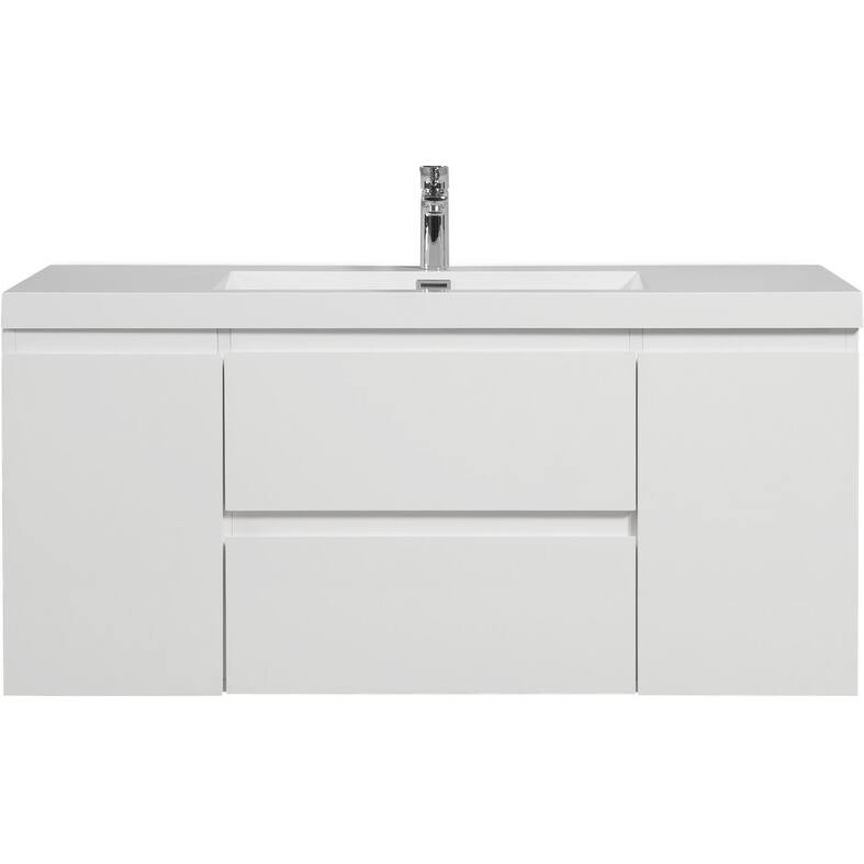 ABRUZZO 48" Floating Bathroom Vanity with Integrated Resin Top Basin 2 Cabinets 2 Soft Close Drawers Full Assembly