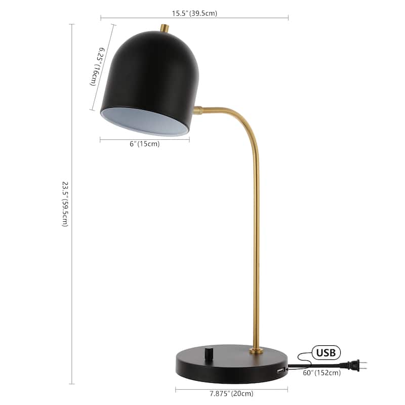 SAFAVIEH Lighting 24-inch Drina Gold/ Black Task LED Table Lamp. - 16" W x 8" D x 24" H
