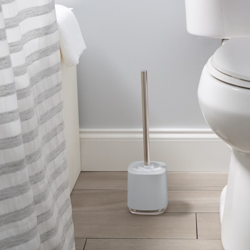 Bath Bliss Luxury Toilet Brush Holder in Grey - 4" x 4" x 15"