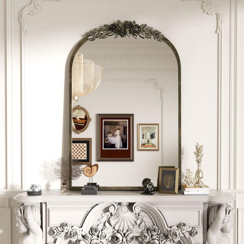 Antique Gold Traditional Arch Mirror Baroque Inspired Wall Decor