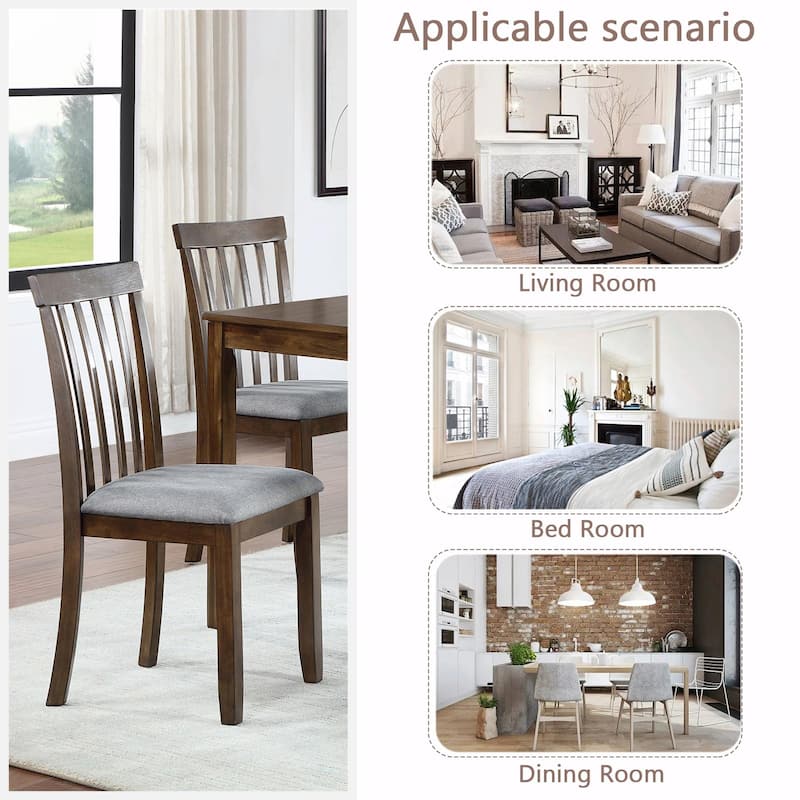 Set of 4 Wooden Dining Chairs with Padded Seats