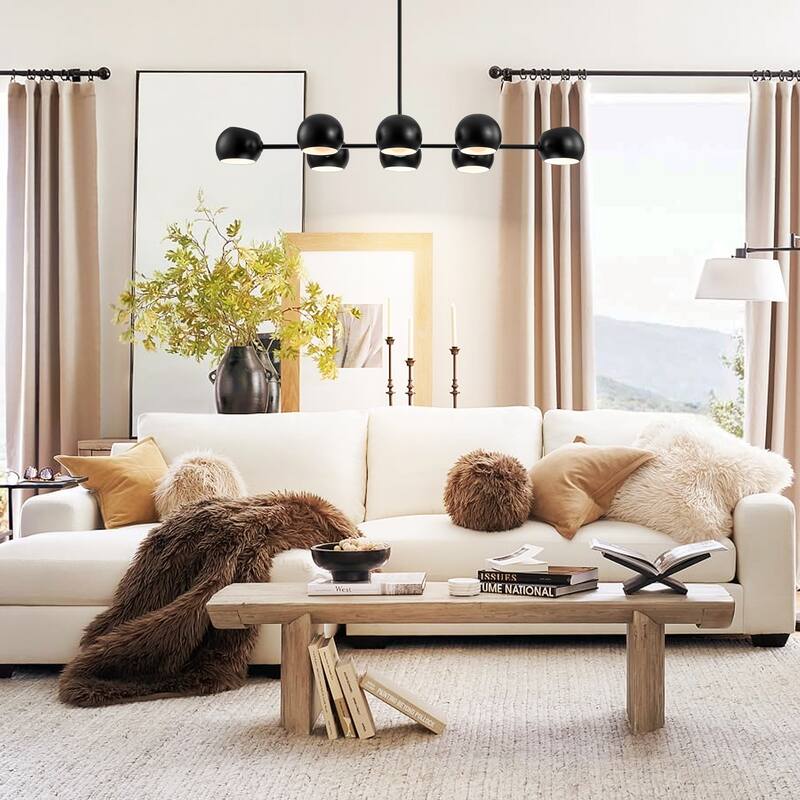 8-Light Modern Sputnik Branch Linear Pendant Metal/ Glass Globe Bubble Chandelier for Dining/ Living Room