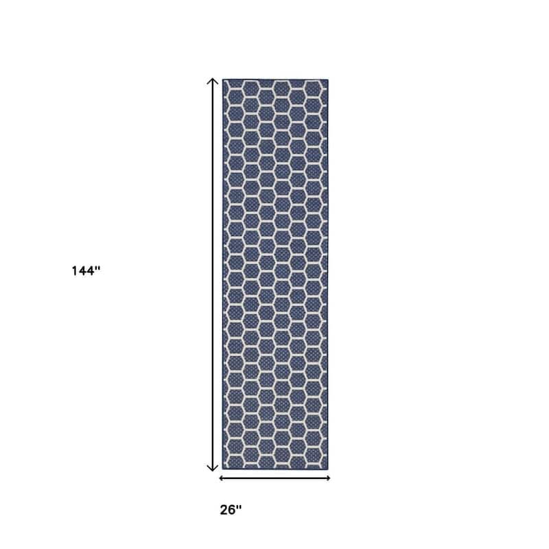 HomeRoots Geometric Modern Runner Outdoor Rug - 12' Runner