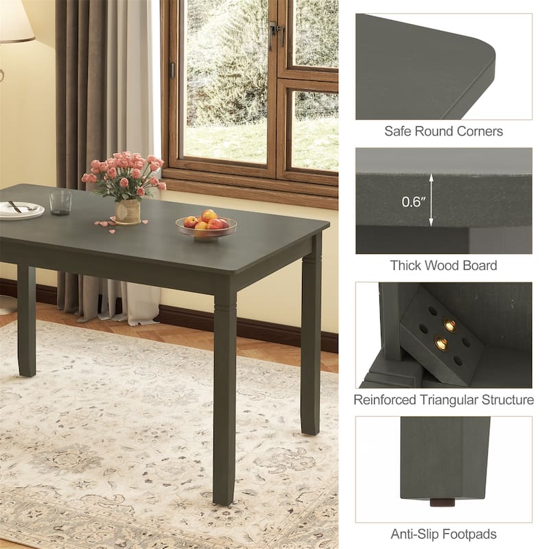 Gymax 48'' Wooden Dining Table for 4 People w/ Rubber Wood Legs