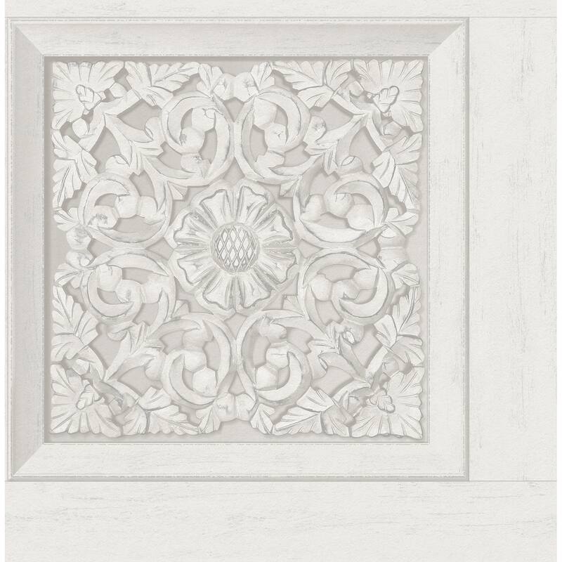 Carved Floral White Peel and Stick Wallpaper
