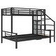preview thumbnail 19 of 22, Metal Twin over Full Bunk Bed with Storage Staircase and Open Wardrobe,Kids and Baby